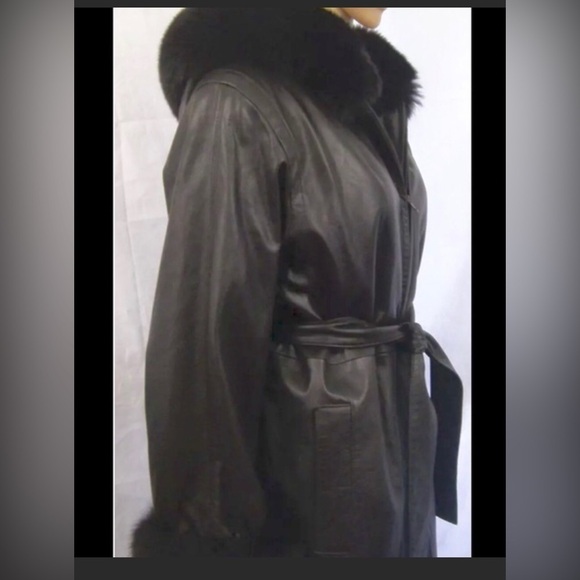 Yves Saint Laurent vintage womens Designer brown leather coat size 12 - Picture 3 of 12